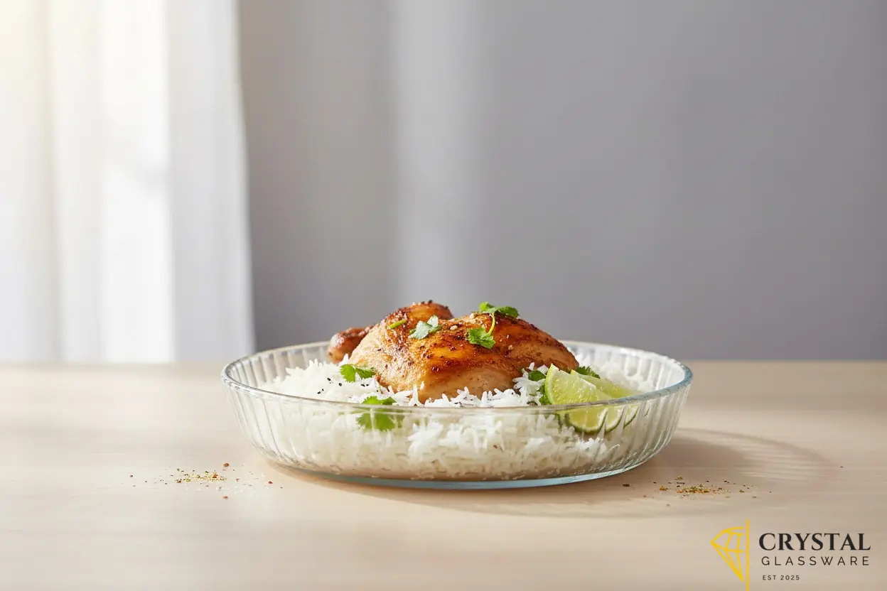 Delisoga round dish features a ribbed design — Crystal Glassware Pakistan